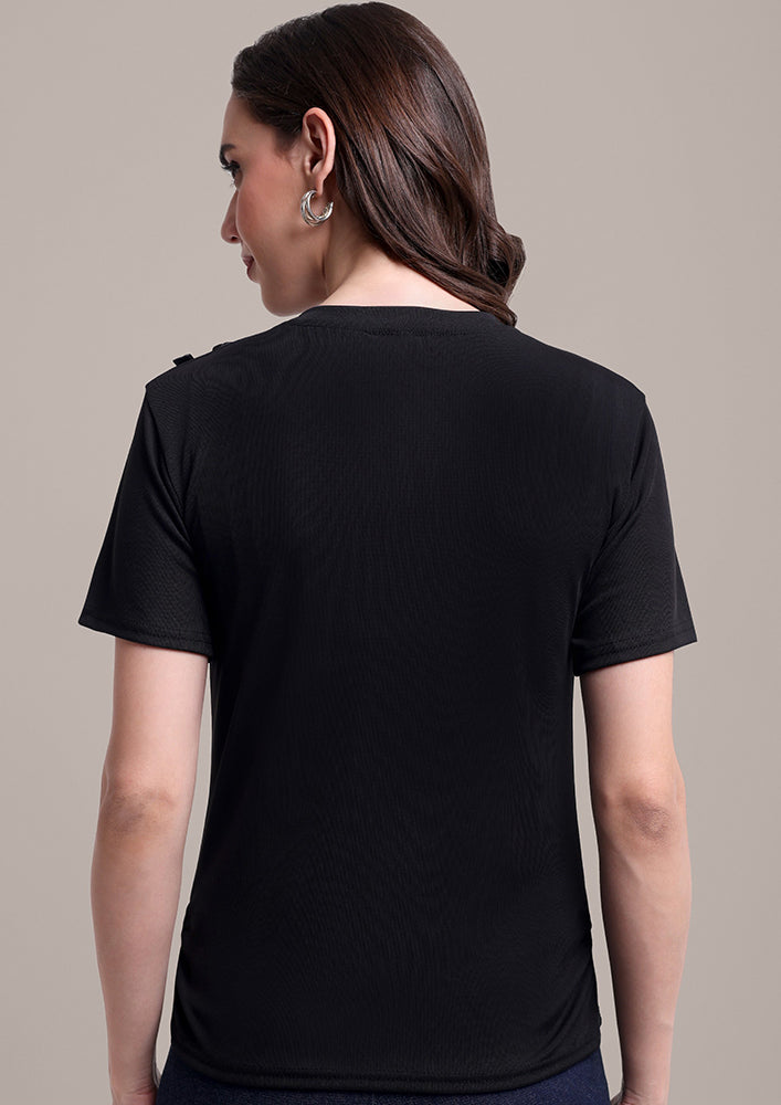 Black Bow T-Shirt IKI CHIC Private Ltd.