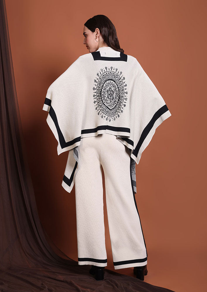 Off-White Woolen Three-Piece Co-Ord Set