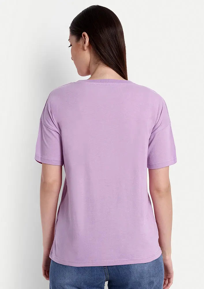 Lavender Grateful Print Short Sleeve T-Shirt IKI CHIC Private Ltd