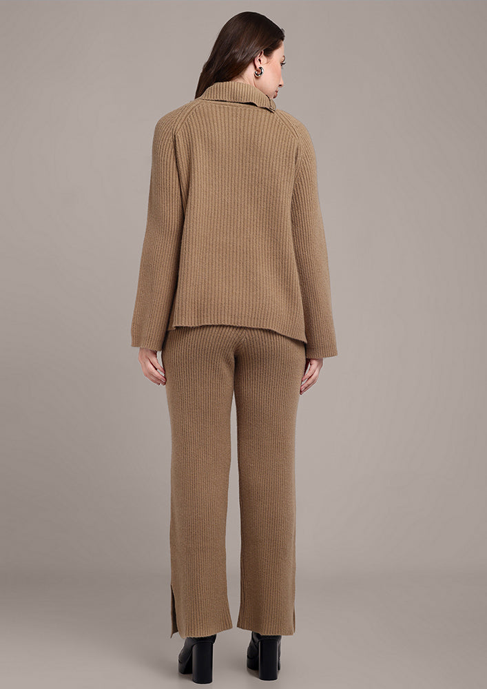 Beige Co-ord Set with Zip Detailing IKI CHIC Private Ltd.