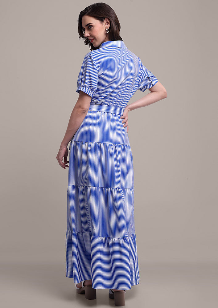 Blue & White Stripe Maxi Dress IKI CHIC Private Ltd.