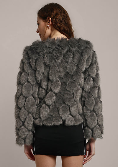 Grey Faux fur Short Jacket