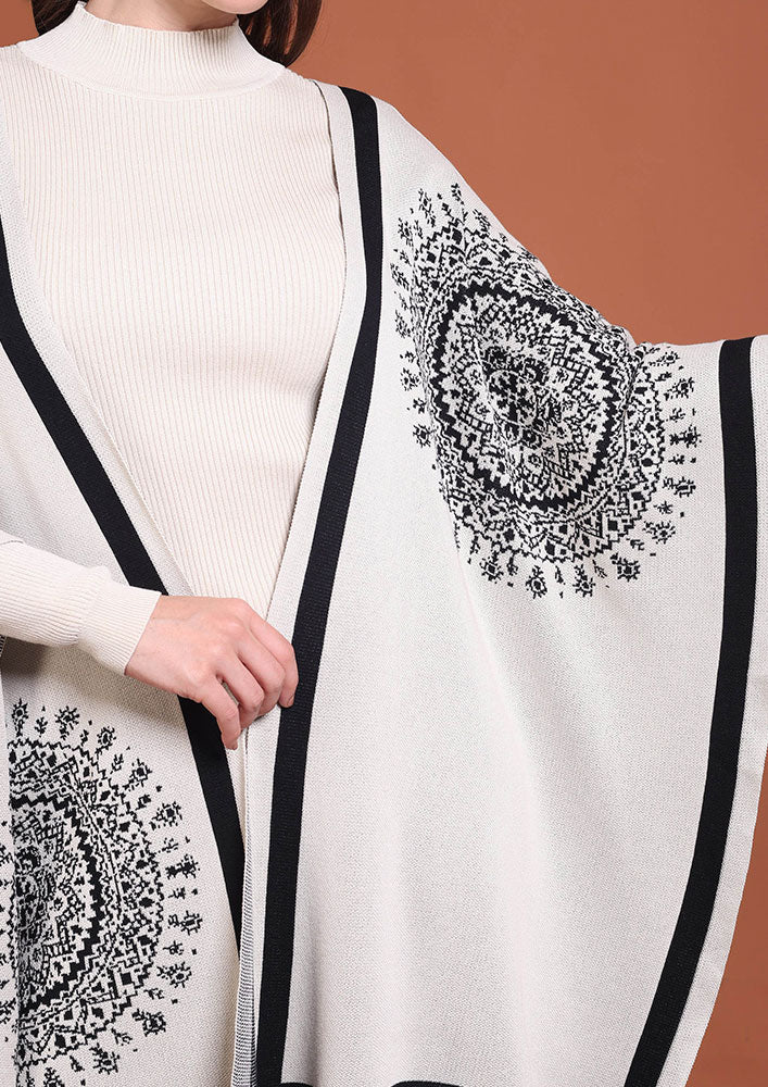 Off-White Woolen Three-Piece Co-Ord Set