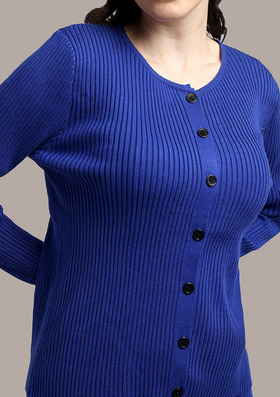 Royal Blue Ribbed Two-Piece Knitted Set