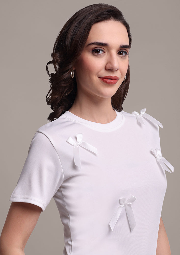 White Bow T-Shirt IKI CHIC Private Ltd.