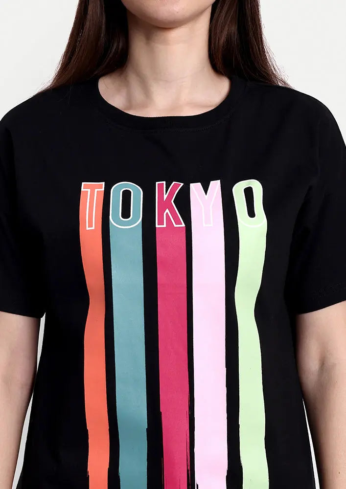 Tokyo Print Short Sleeve Regular T-Shirt IKI CHIC Private Ltd
