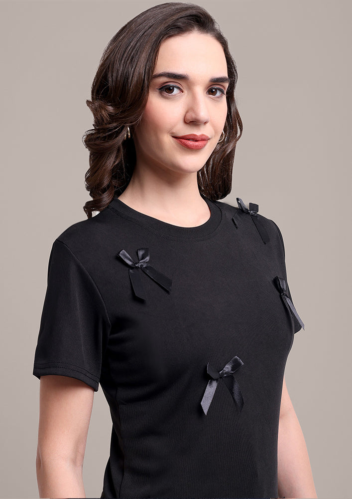 Black Bow T-Shirt IKI CHIC Private Ltd.