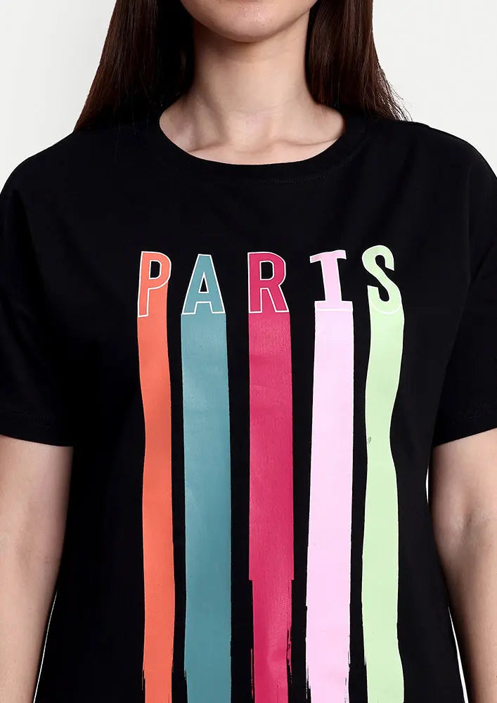 Paris Print Short Sleeve Regular T-Shirt IKI CHIC Private Ltd