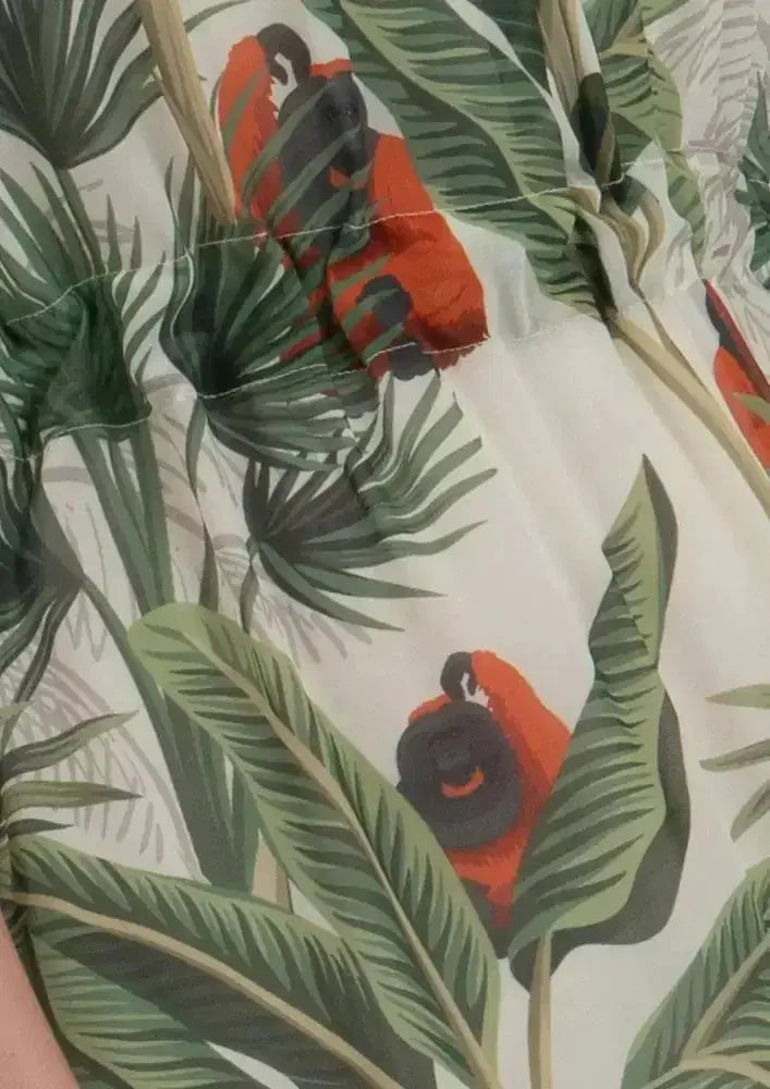 Langoor Safari Print One Shoulder Tie Waist Skater Dress