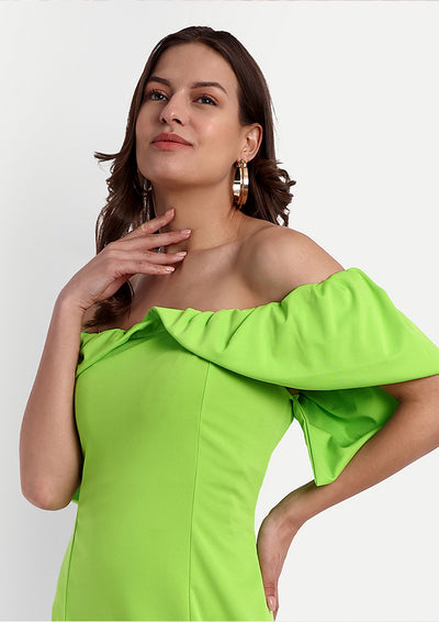 Green Off-shoulder Bodycon Mini Dress
