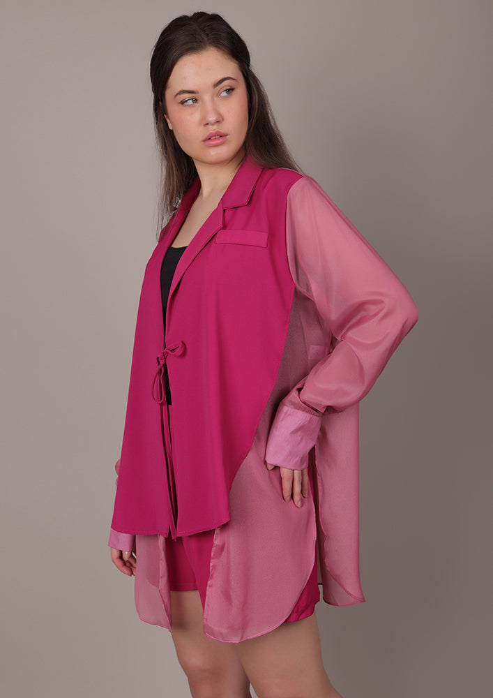 Pink Blazer Set with Shorts IKI CHIC Private Ltd.