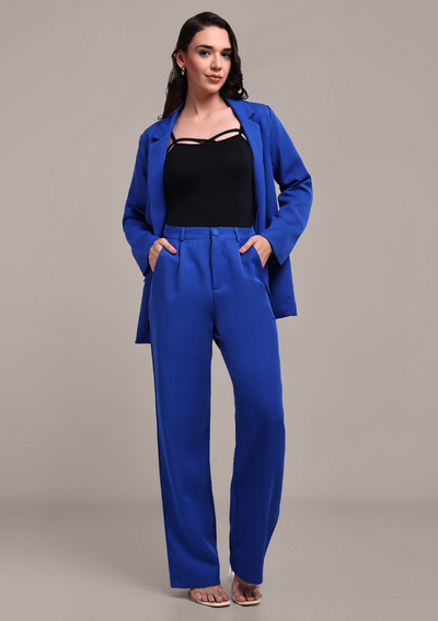 Blue Oversized Blazer And Pants Set