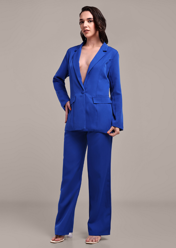 Blue Oversized Blazer And Pants Set