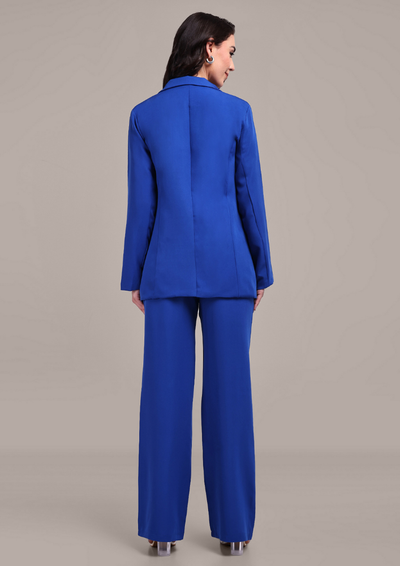 Blue Oversized Blazer And Pants Set