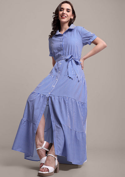 Blue & White Stripe Maxi Dress IKI CHIC Private Ltd.