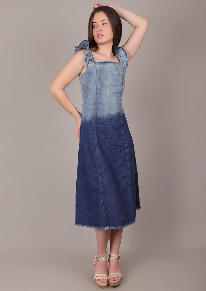 Denim Ombre Fit-Flare Dress