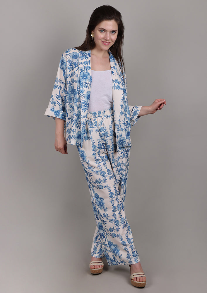 Blue Blossom Printed Co-ord Set IKI CHIC Private Ltd.