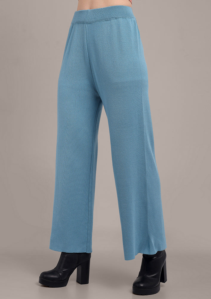 Light Blue Knitted Three-Piece Set IKI CHIC Private Ltd.