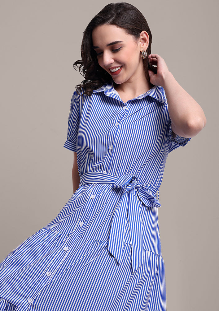 Blue & White Stripe Maxi Dress IKI CHIC Private Ltd.