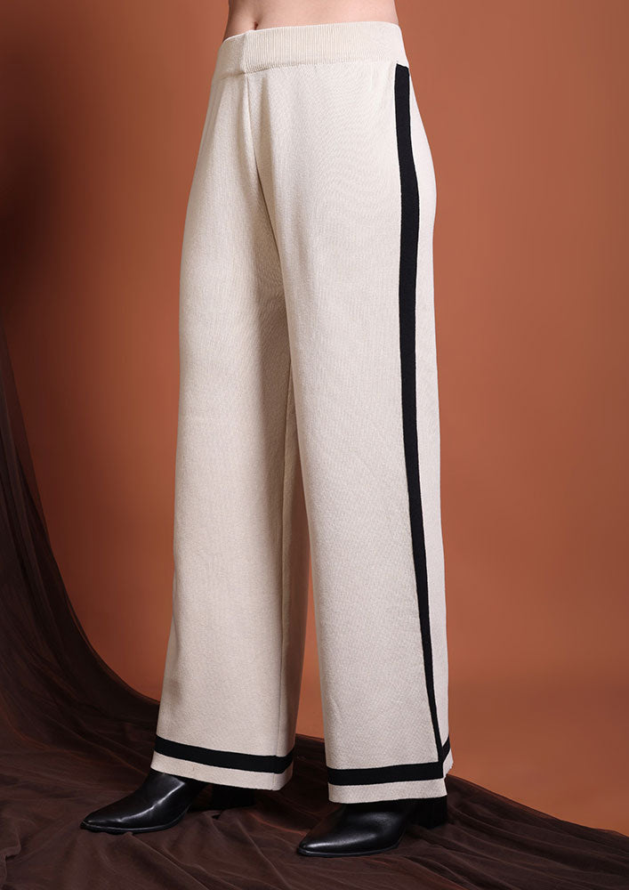 Off-White Woolen Three-Piece Co-Ord Set