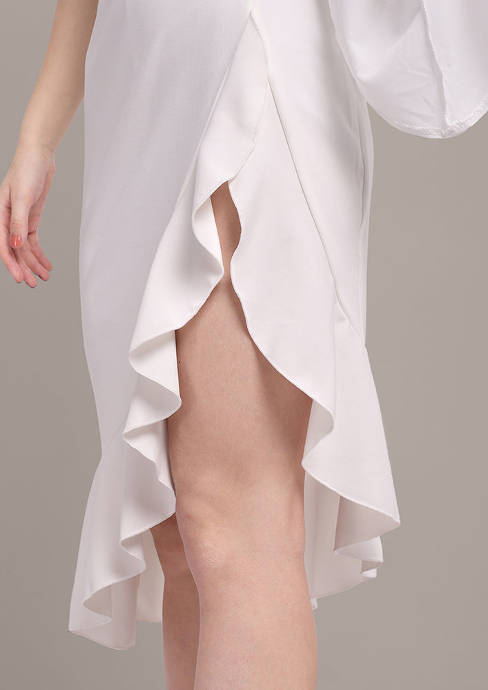 White One Shoulder Asymmetric Dress