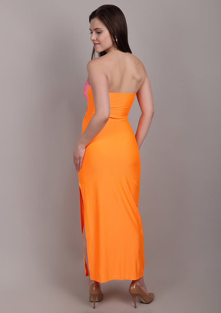 Orange Off-Shoulder Cutout Dress IKI CHIC Private Ltd.