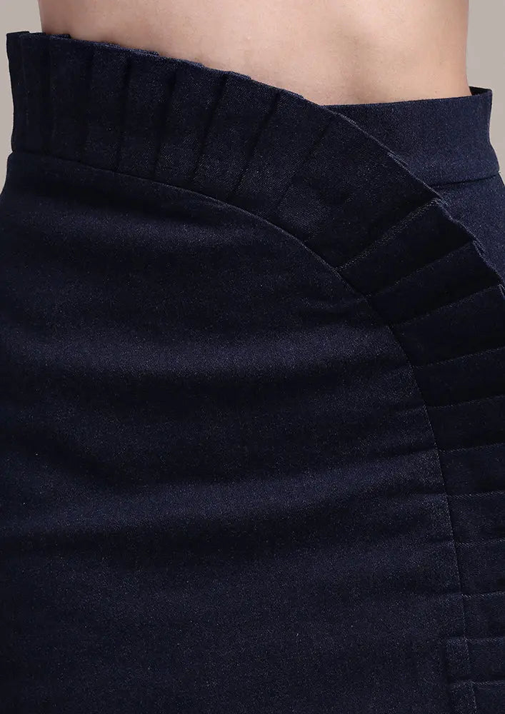 Off White One shoulder Cut Out sleeves Top And Denim Skorts Set IKI CHIC Private Ltd