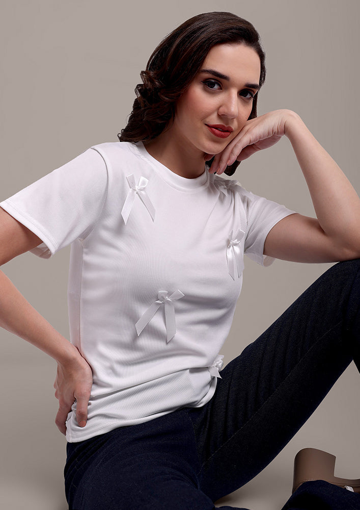 White Bow T-Shirt IKI CHIC Private Ltd.