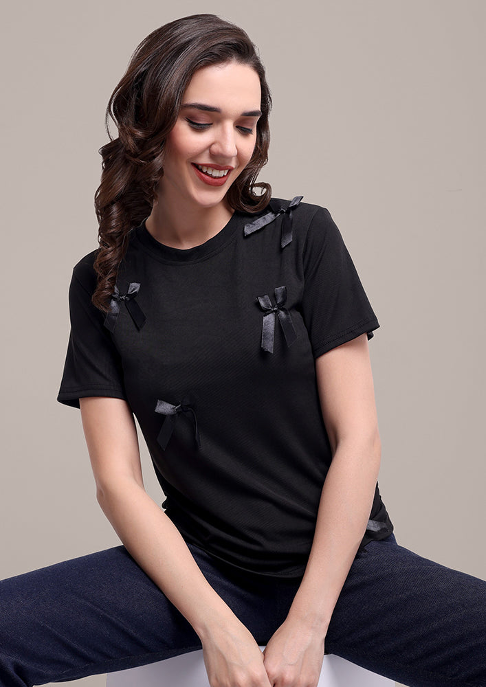 Black Bow T-Shirt IKI CHIC Private Ltd.