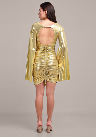 Plunge V-neck Metallic Bodycon Mini Dress