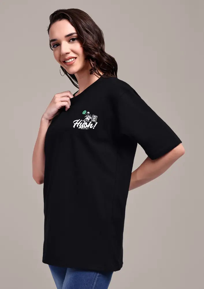 Black Oversized Graphic Print T-Shirt IKI CHIC Private Ltd