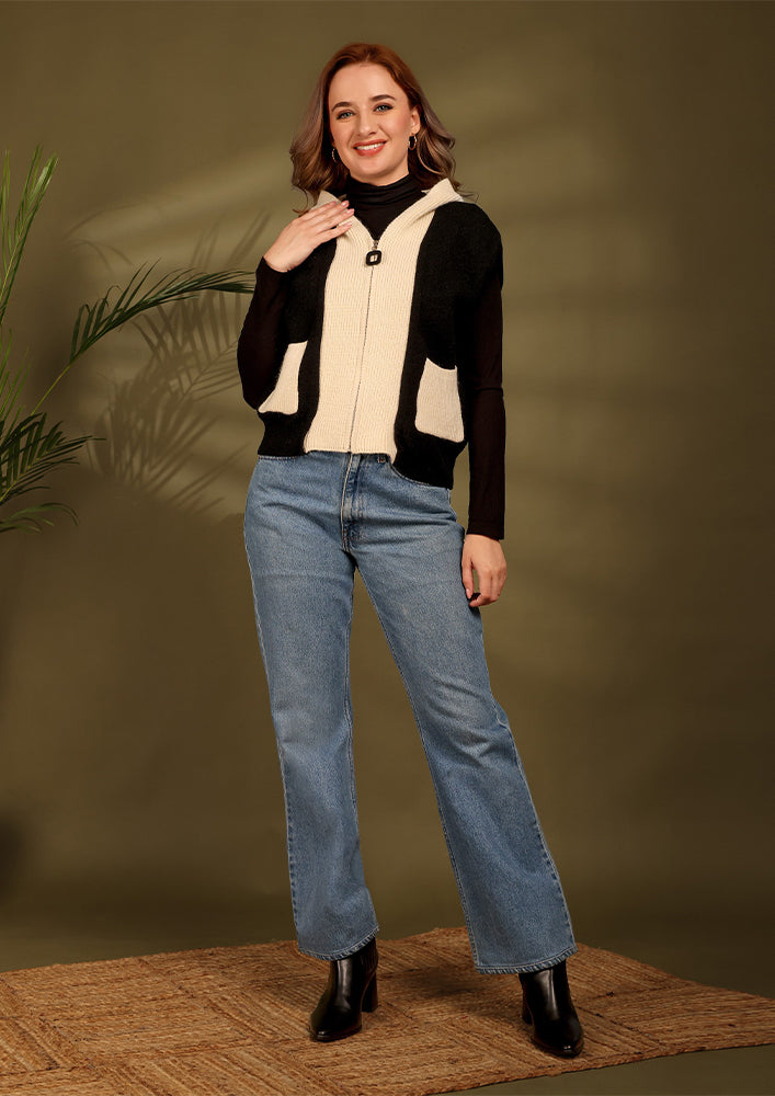 Knitted And Woolen Sleeveless Hoodie