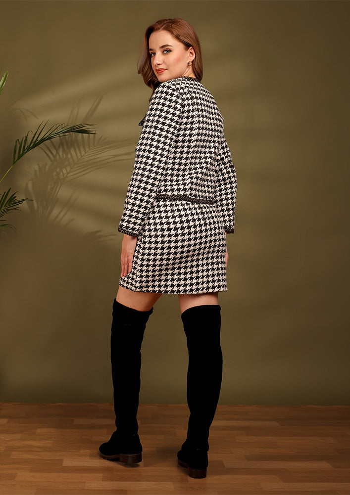 Black & White Houndstooth Tweed Skirt Set