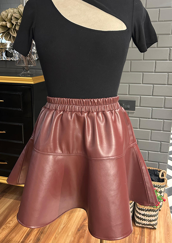 Burgundy Leather Skirt
