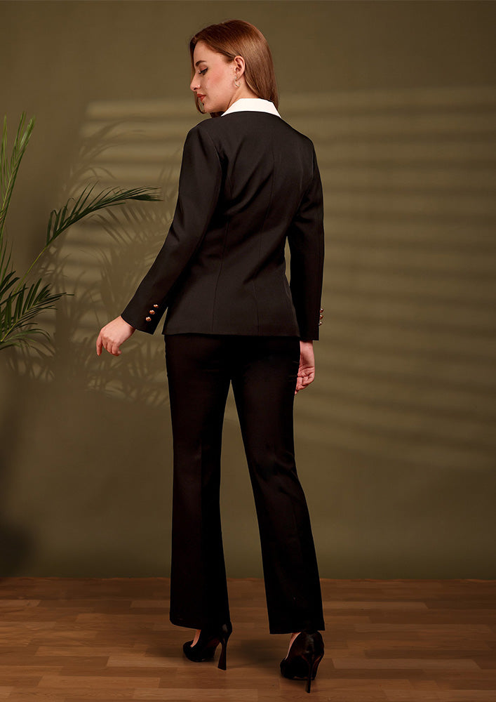Black And White Blazer And Pants Set