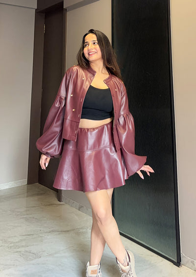 Burgundy Leather Skirt