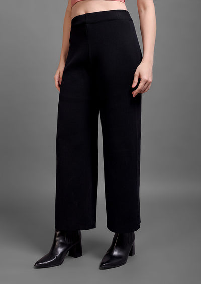 Black Knitted Rose-Gold Button Co-Ord Set