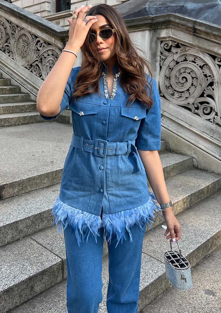 Denim Jacket With Boot Leg Pants Co-ord Set