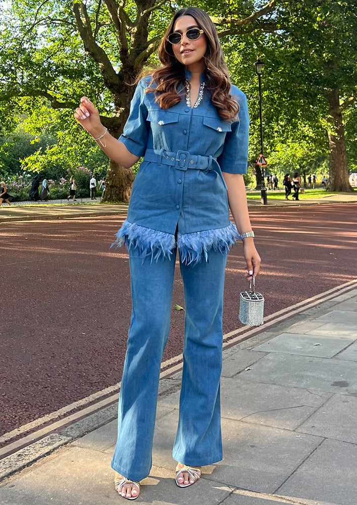 Denim Jacket With Boot Leg Pants Co-ord Set