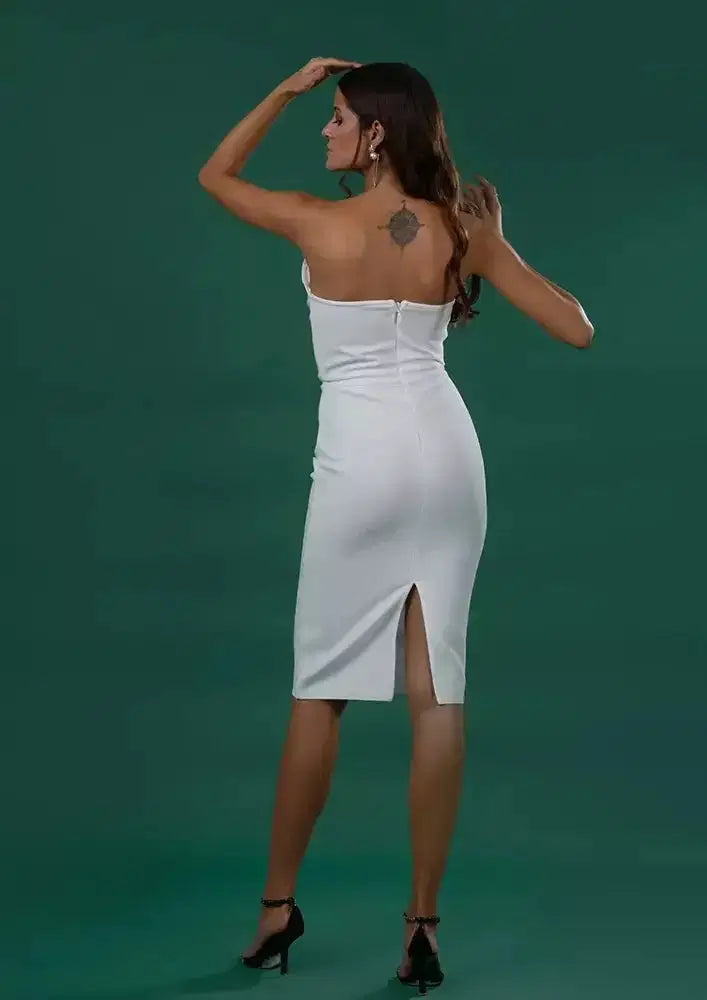 Monochrome Strapless Bodycon Dress