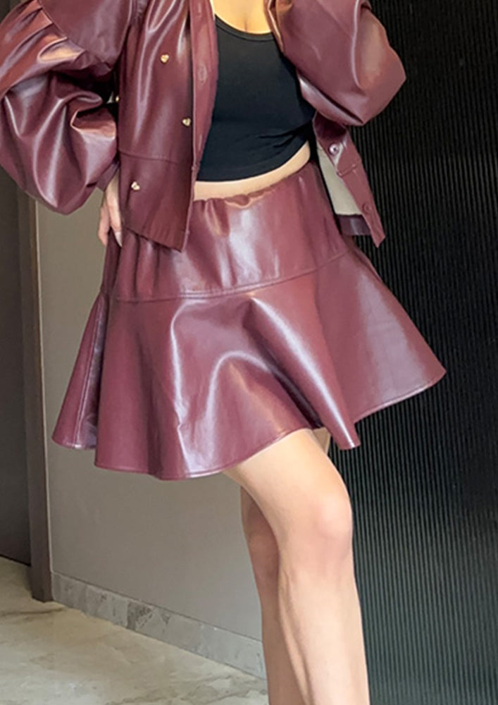 Burgundy Leather Skirt