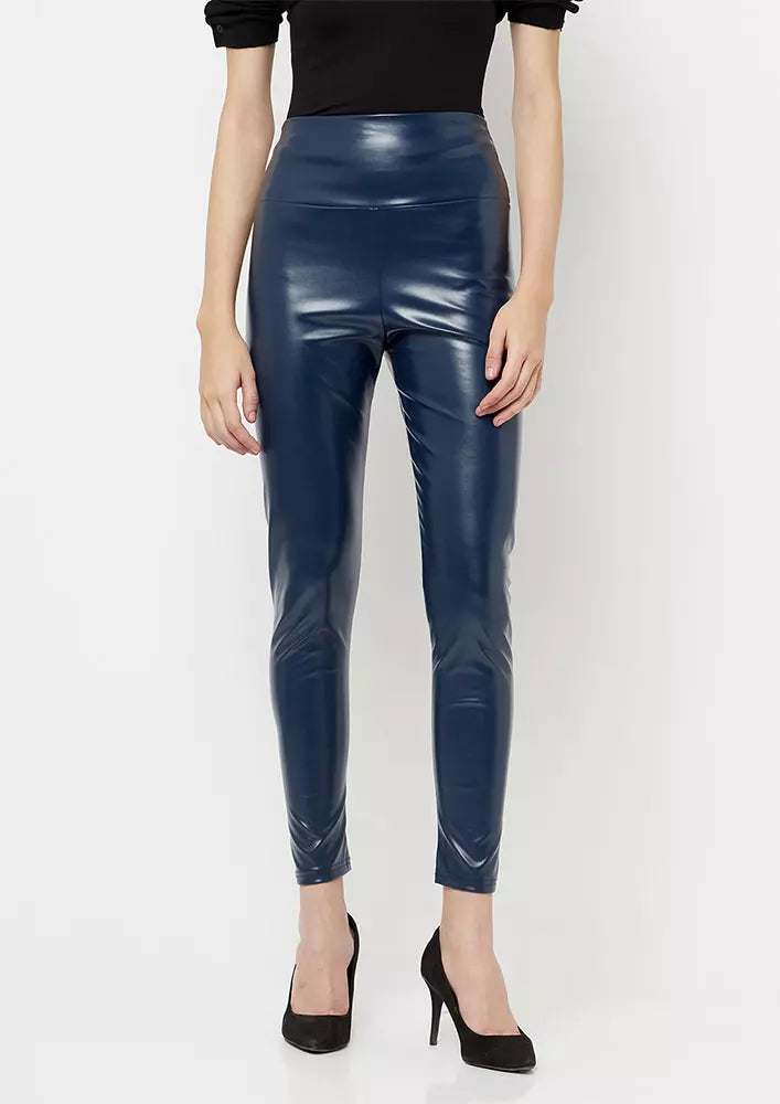 Faux Leather High Waisted Leggings IKI CHIC Private Ltd