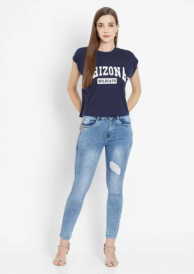 Arizona Print Crop T-Shirt blue