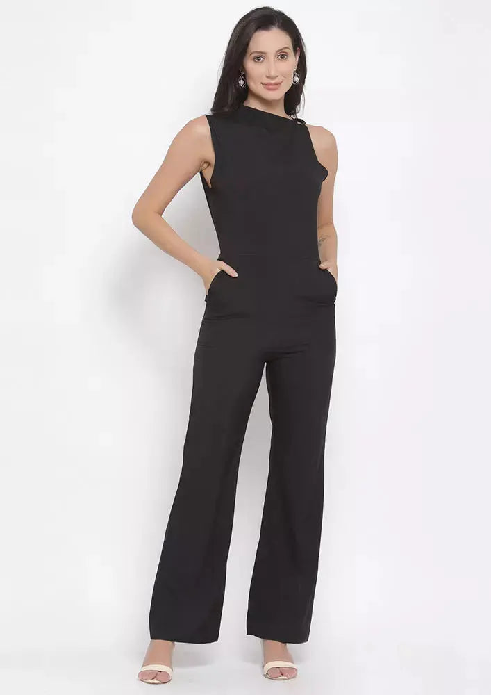 Slashed Neck Flared Jumpsuit IKI CHIC Private Ltd