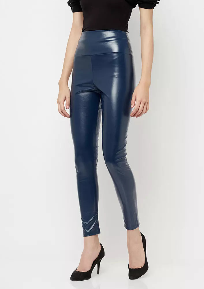 Faux Leather High Waisted Leggings IKI CHIC Private Ltd