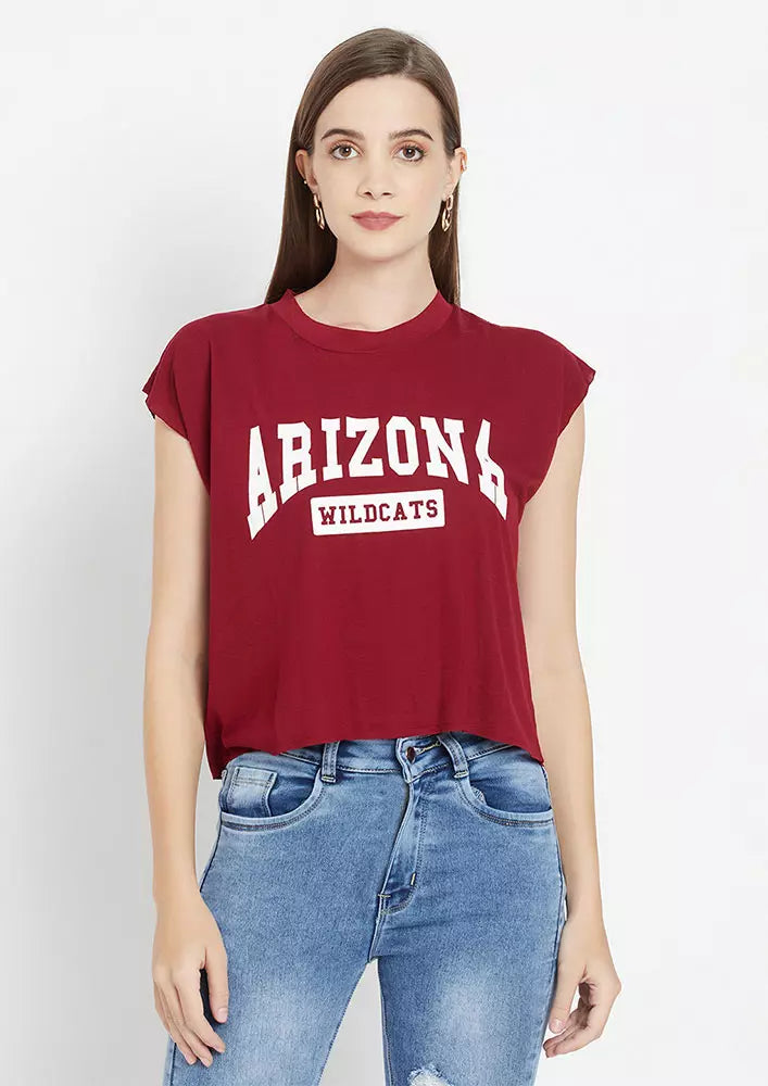 Arizona Print Crop T-Shirt red