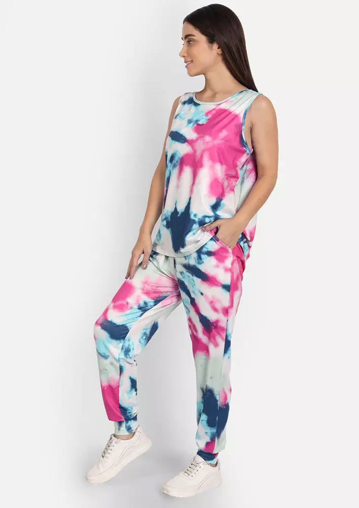 Tie- Dye Print Sleeveless Top And Joggers Two-Piece set