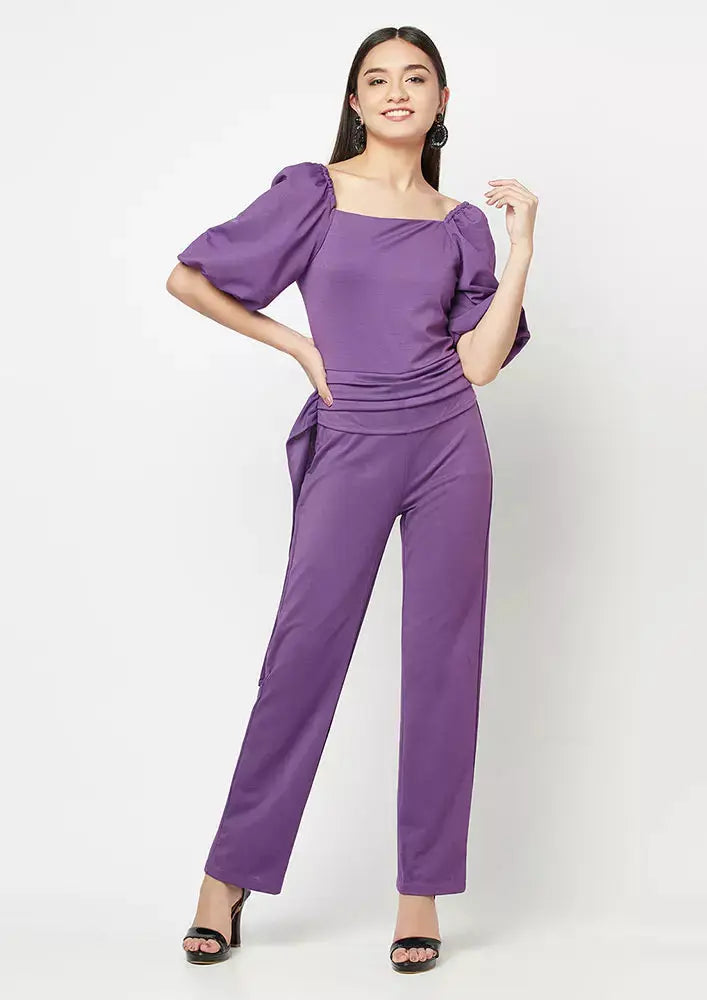 Puff Sleeves Wide Leg Waisted Jumpsuit IKI CHIC Private Ltd