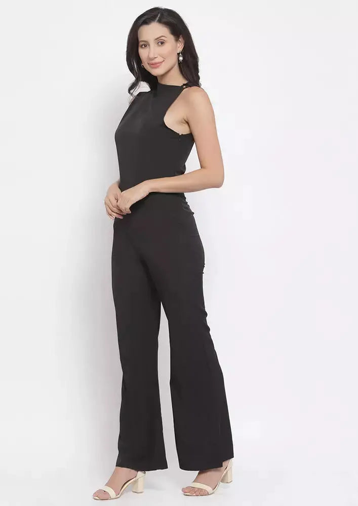 Slashed Neck Flared Jumpsuit IKI CHIC Private Ltd