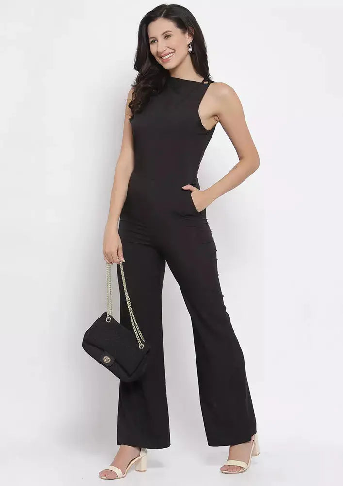 Slashed Neck Flared Jumpsuit IKI CHIC Private Ltd